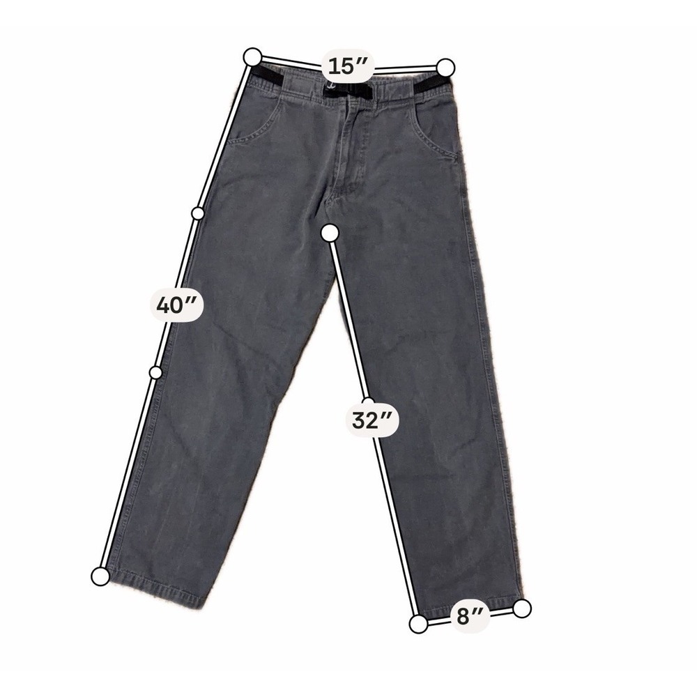 Vintage Prana Pants Mens Small Belted Climbing Gray Canvas USA Made Gorpcore - Picture 9 of 9
